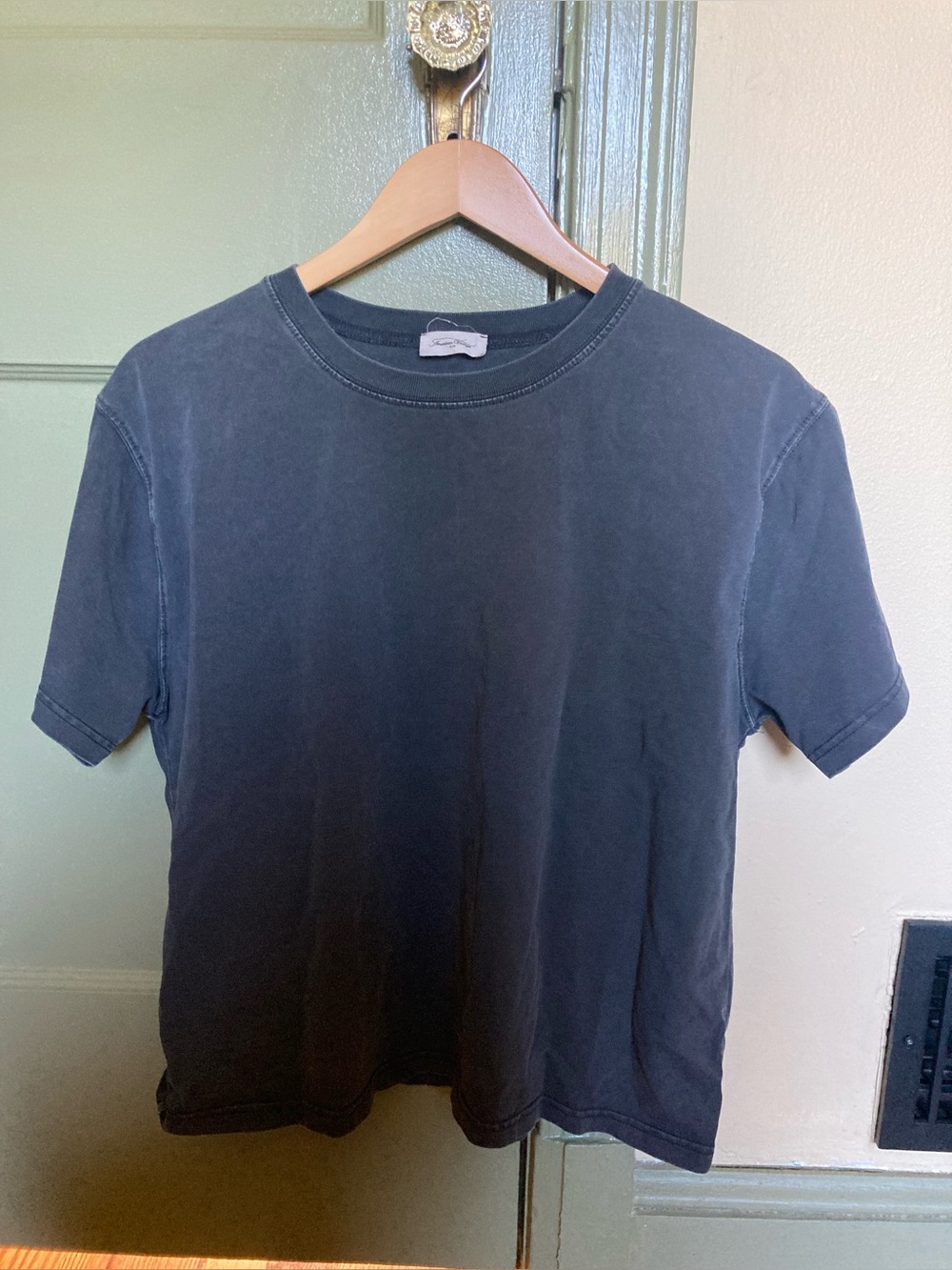 Classic American Vintage Washed Black Oversized Crewneck T-Shirt